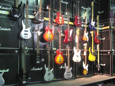 Pics of Wall of Bass Music Guitars Stores